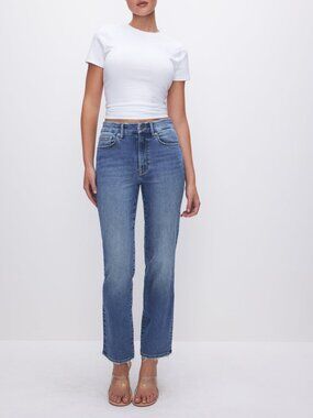 NEW Good American Always Fits Good Legs Straight Jeans sz 14-18 blue pants